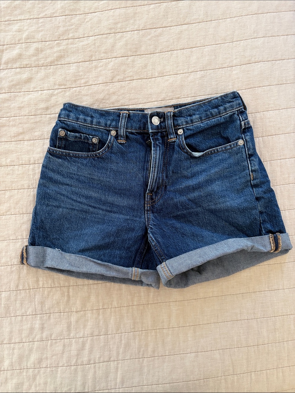 Everlane Dark Blue Rolled Cuff Denim Shorts